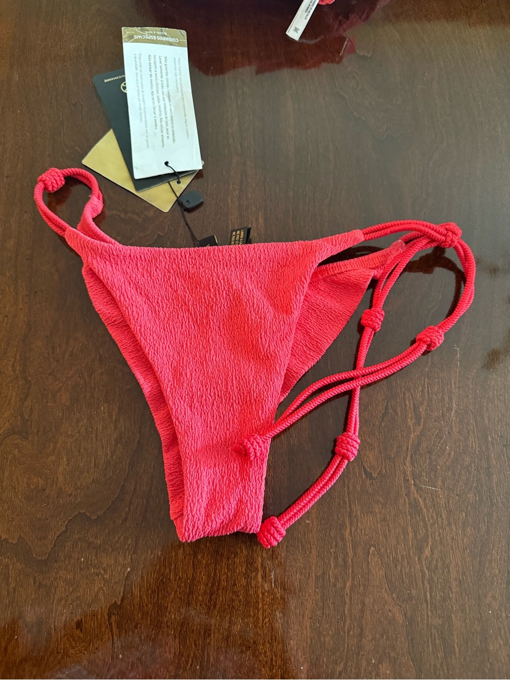 Coral Textured String Bikini Bottom